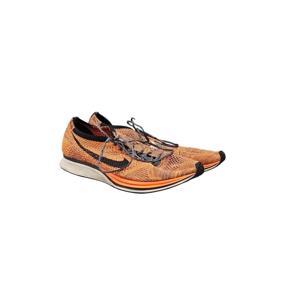 Nike Men's Size 15 Flyknit Racer Orange‎ Athletic Lightweight Running Shoes 2016